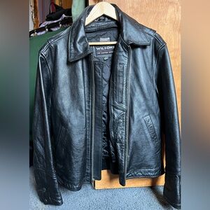 Vintage Wilson’s heavy black Leather biker jacket